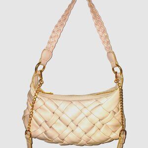 Urban Expressions Pink Plush Leather Braided Satchel Handbag